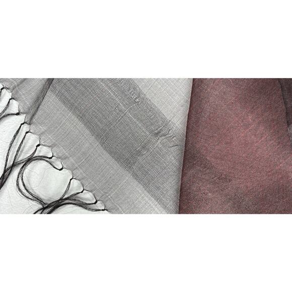 Silk Organza Lightweight Scarf Wrap Fringe Black Red Whimsigoth Ethereal Evening - Picture 3 of 7